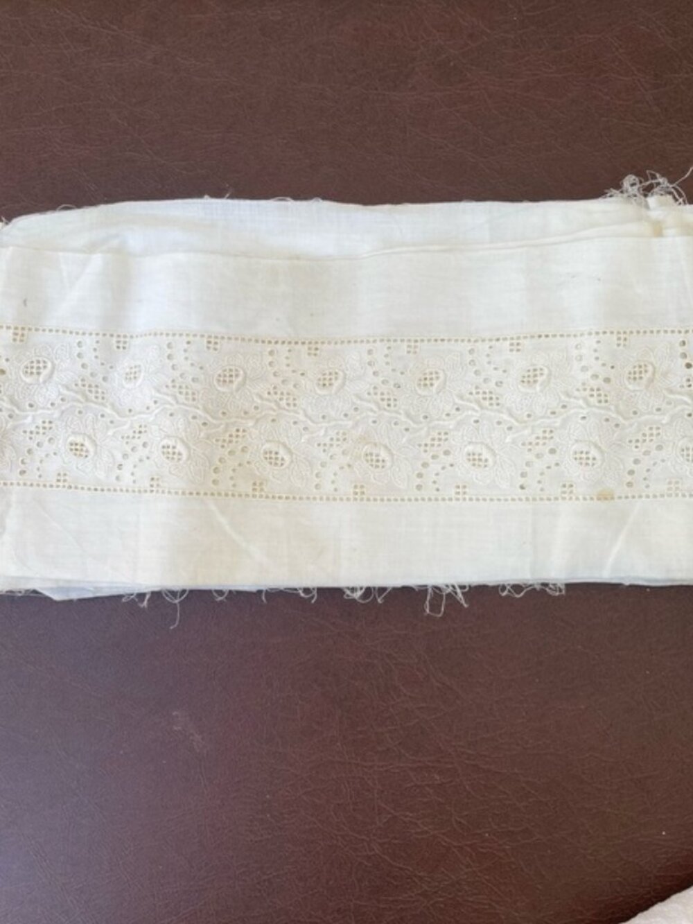 VTG 19th Century White Cotton Eyelet Insertion Lace Trim Made in Europe 89”